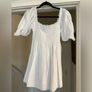 Hill House smocked white dot dress, size xs